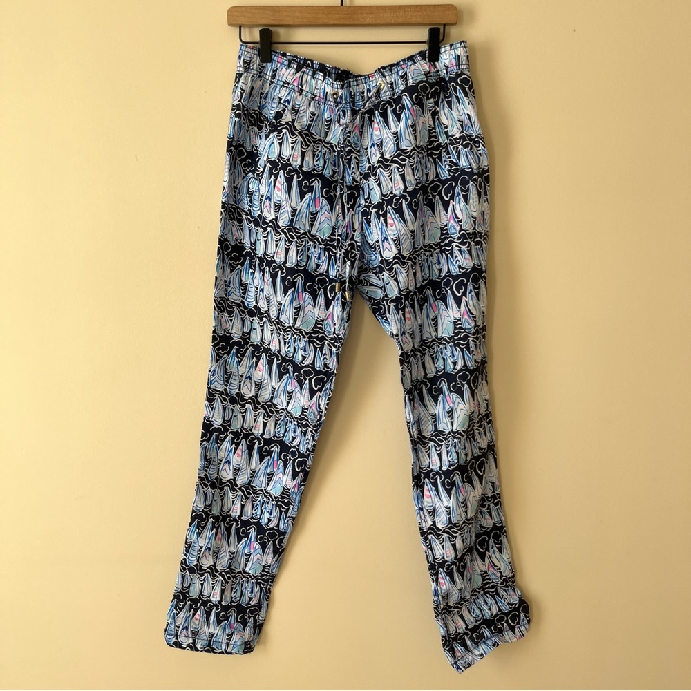 Lilly Pulitzer Linen Pants Taron Low Tide Navy Stripe Sail Women’s‎ Small